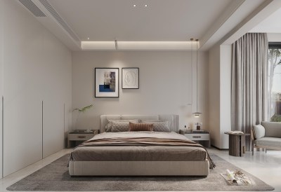 现代简约卧室3D模型下载